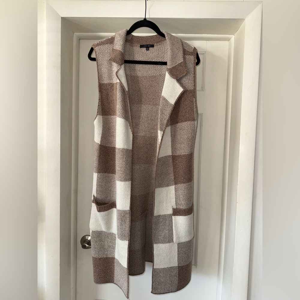 Love Tree Light Brown and Cream Knit Vest